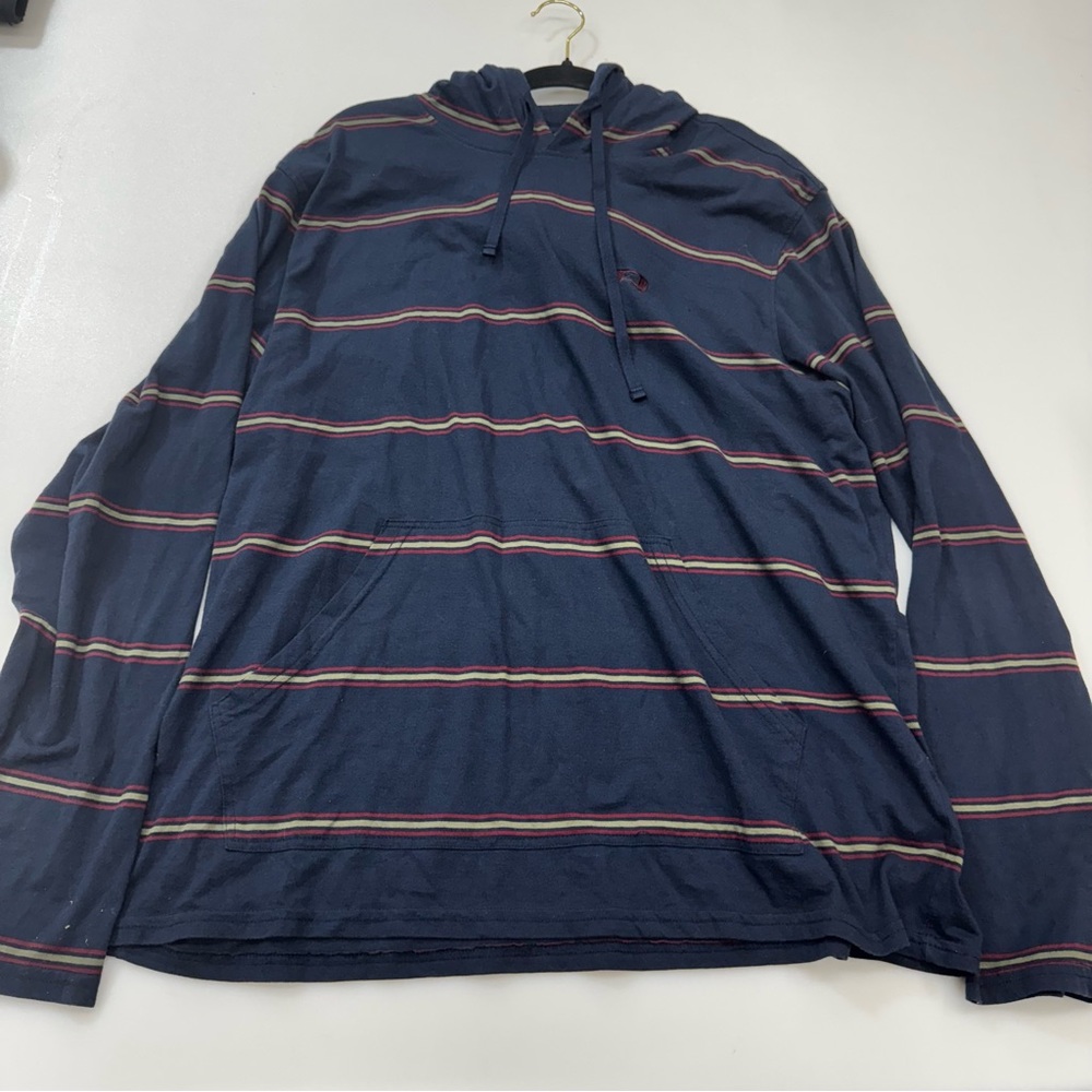 Men’s Oakley Vintage Lightweight Striped Hoodie Size XXL Long Sleeve Hood Blue